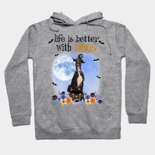 Greyhound Witch Hat Life Is Better With Dogs Halloween Hoodie